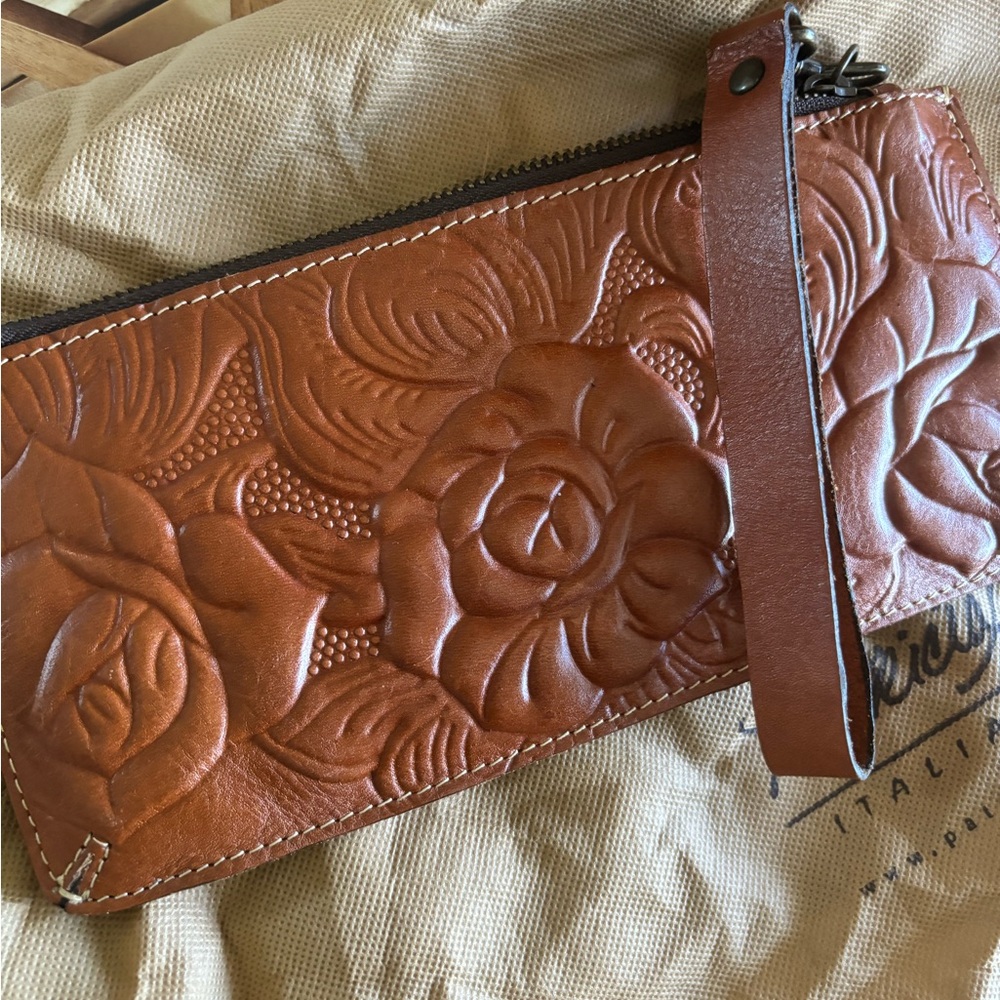 Patricia Nash Brown Embossed Leather clutch wallet